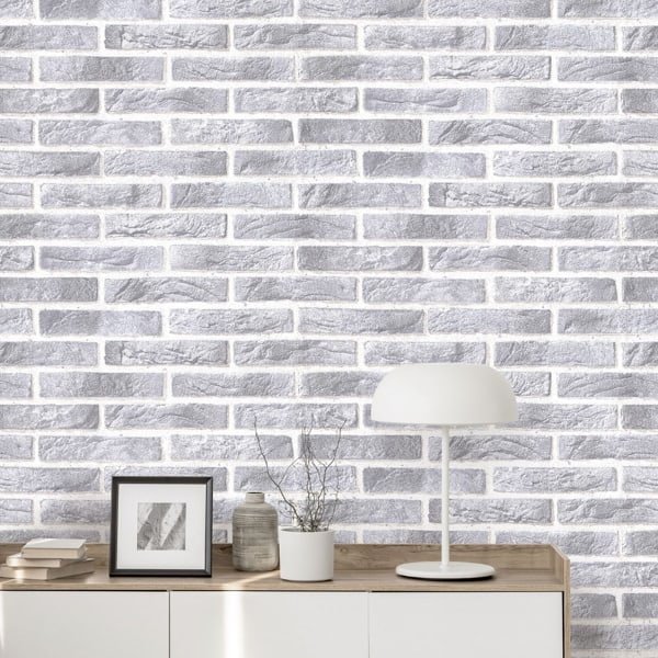 Brick Wallpaper Light Grey