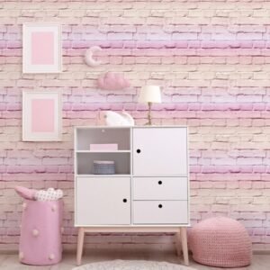 Ombre Brick Wallpaper Pastel Pink