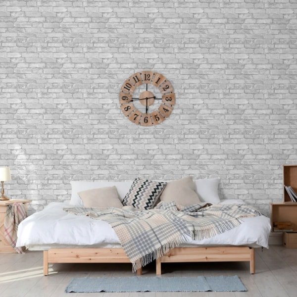 White and Silver Rustic Brick Effect