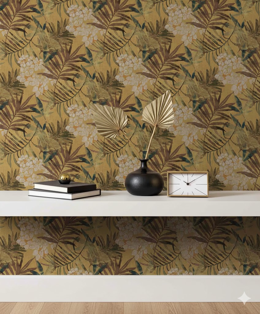 ( Breezy Botanicals wallpaper in Elegant-Wall-Mockup ) EW