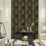 ( Fanned Triangles wallpaper in black ) EW