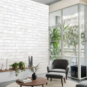 ( Fly Ash Brick wallpaper in living room ) EW