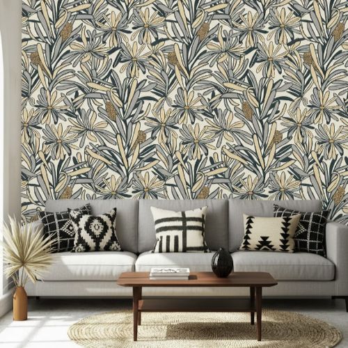 ( Mysterious wisteria wallpaper in Living Room ) EW