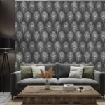 ( Peacock Feathers wallpaper in black ) EW