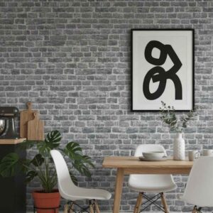 (Rustic Charm Brick wallpaper in grey ) EW